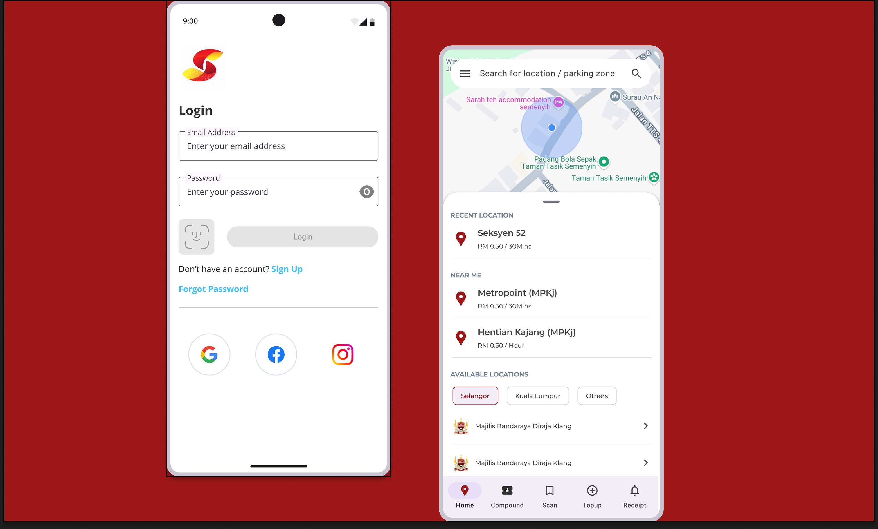 Smart Selangor App Redesign - Redesigned parking management app for improved user experience and accessibility